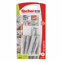 Fischer 90879, Kit d'ancrage et de vis, Ciment aéré placé en autoclave, Brique, Ciment mousse, Métal, Nylon, Gris, Argent, PZ ...