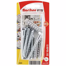 Fischer 90895, Kit d'ancrage et de vis, Brique, Béton, Nylon, Gris, 1 cm, 50 mm