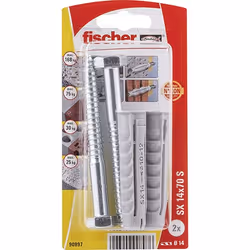 Fischer 90897, Kit d'ancrage et de vis, Brique, Béton, Nylon, Gris, 1,4 cm, 70 mm