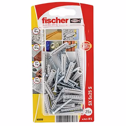 Fischer 90898, Kit d'ancrage et de vis, Brique, Béton, Nylon, Gris, 5 mm, 25 mm