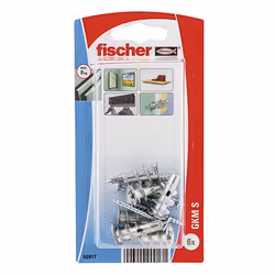 Fischer 90917, Cheville filetée, Plaque de fibre Gypsum, Plaque de plâtre, Métal, Argent, Cruciforme, PZ2