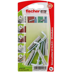 Fischer 4x chevilles universelles UX 6x35 WH avec crochet coudé - 94258