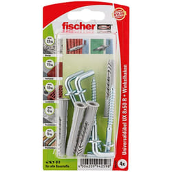 4x chevilles universelles ux 8x50 wh avec crochet coudé - 94259 - Fischer