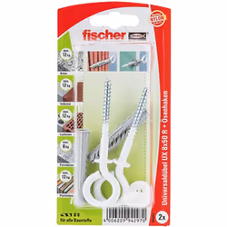 Fischer 94297, Kit de fiches murales et crochets, Ciment aéré placé en autoclave, Brique, Béton, Plaque de fibre Gypsum, Maço ...