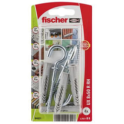 Fischer 94621 ancrage à vis et cheville murale 4 pièce(s) Kit de fiches murales et crochets 50 mm