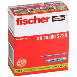 Fischer 94761 ancrage à vis et cheville murale 10 pièce(s) Fiche murale 60 mm