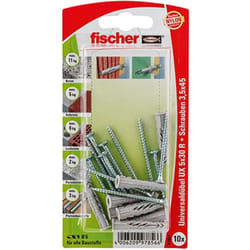 Fischer - 10x chevilles universelles ux 5x30 r s avec bord et vis - 97856
