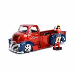 Jada Toys DC Bombshells 1952 Chevy COE Pickup, Voiture, 8 an(s), Métal, Plastique, Caoutchouc, Bleu, Rouge