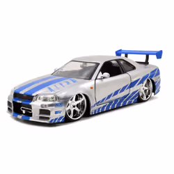 Jada Toys Fast & Furious 2002 Nissan Skyline 1:24, Voiture, Fast & Furious, 8 an(s), Métal, Plastique, Bleu, Gris
