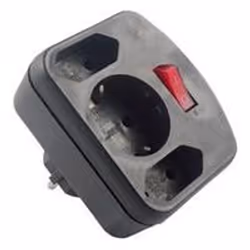 REV combi adapter, 2+1 fold, 3500 W, 250 V, 16 A, Noir, 115 x 75 x 55 mm
