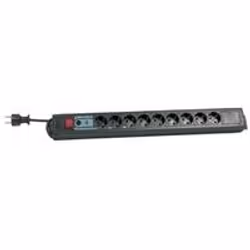 REV device protection socket line, 9-fold, 3,7m, 250 V, 16 A, 3500 W, Noir, 3,7 m, 590 x 43 x 67 mm