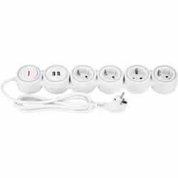 Multiprise Supraflex 4x avec interrupteur 2 USB blanc/gris Hauteur 40 mm Mélange de matériaux Kunststoff Largeur 63 mm Longue ...