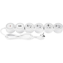 Multiprise Supraflex 4x avec interrupteur 2 usb blanc/gris