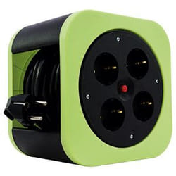 REV 0010012400 multiprise 10 m 4 sortie(s) CA Intérieure Noir, Vert