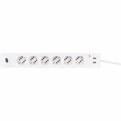 Multiprise COMBINI 6 fois avec USB et ÜSS • Système de prise combinée pour 1 fiche de contact de protection ou 2 fiches d'eur ...