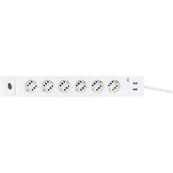 Multiprise combini 6 voies blanc avec usb et üss