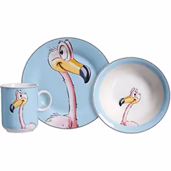 Ritzenhoff & Breker Happy Zoo Flo Set de vaisselle pour enfant 3 pièces Motif flamant rose