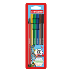 STABILO Pen 68 stylo-feutre Bleu, Vert, Orange, Rose, Rouge, Jaune 6 pièce(s)