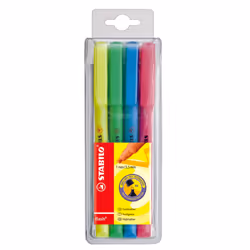 STABILO Etui 4 Flash, 4 pièce(s), Bleu, Vert, Rose, Jaune, Pointe biseautée, Multicolore, Plastique, 1 mm