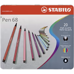 STABILO Pen 68, 20 couleurs, Multicolore, Pointe ogive, 1 mm, Multicolore, Hexagonal