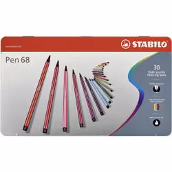 STABILO Pen 68, 30 couleurs, Multicolore, Pointe ogive, 1 mm, Multicolore, Hexagonal