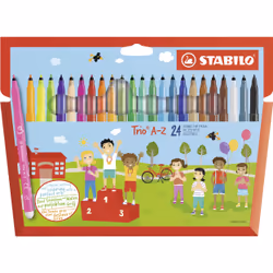 STABILO Trio A–Z, Fin, 24 couleurs, Multicolore, Pointe ogive, 0,7 mm, Multicolore