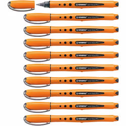 STABILO worker+ fine, Stylo à bille, Noir, Orange, Noir, 0,3 mm, Fin, Ambidextre