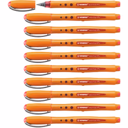 STABILO worker+ fine, Stylo à bille, Gris, Orange, Rouge, Rouge, 0,3 mm, Fin, Ambidextre