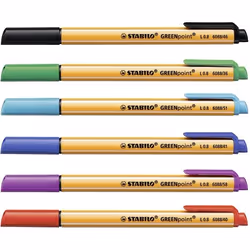 STABILO GREENpoint stylo fin Noir, Bleu, Lilas, Orange, Rouge, Turquoise 6 pièce(s)