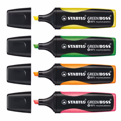 STABILO GREEN BOSS marqueur 4 pièce(s) Pointe biseautée Vert, Orange, Rose, Jaune