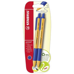 STABILO B-43716-10 stylo à bille Bleu Stylo à bille rétractable avec clip 2 pièce(s)