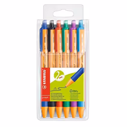 STABILO pointball, Clip, Stylo à bille rétractable avec clip, Rechargeable, Noir, Bleu, Vert, Rouge, Turquoise, Violet, 6 piè ...