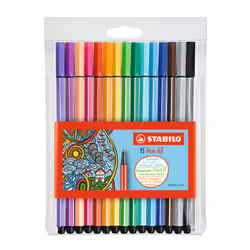 STABILO Pen 68, 15 couleurs, Multicolore, Pointe ogive, 1 mm, Multicolore, 24 h