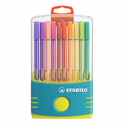 STABILO ColorParade 20 Pen 68 (Turquoise), Moyen, 20 couleurs, Multicolore, 1 mm, Transparent, Turquoise, Jaune, Hexagonal