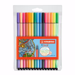 STABILO Pen 68, 15 couleurs, Multicolore, Pointe ogive, 1 mm, Multicolore, Hexagonal