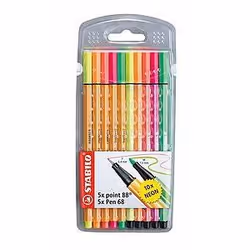 STABILO Pen 68 + point 88, Multicolore, Pointe du marqueur, 24 h, Encre à base d'eau, Allemagne, 8 mm
