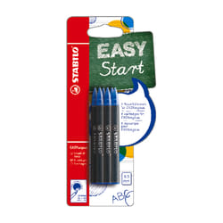 STABILO Cartouches de Recharge pour Stylo Effaçable EASYoriginal, Pointe Moyenne, Lot de 6, Encre Bleu Effaçable