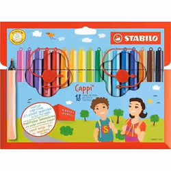 STABILO Cappi, Moyen, 18 couleurs, Multicolore, Pointe ogive, 1 mm, Multicolore