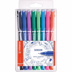 STABILO SENSOR fine, Noir, Bleu, Vert, Lilas, Rose, Rouge, Turquoise, Fin, Multicolore, Rond, Métal, 0,3 mm