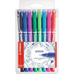 STABILO SENSOR fine stylo fin Noir, Bleu, Vert, Lilas, Rose, Rouge, Turquoise 8 pièce(s)
