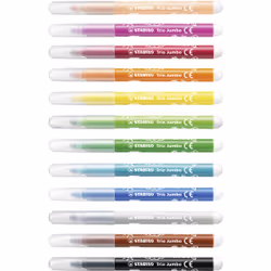 STABILO Trio Jumbo stylo-feutre Noir, Bleu, Marron, Vert, Cyan clair, Vert clair, Orange, Pêche, Rose, Rouge, Blanc, Jaune 12 pièce(s)