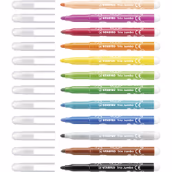 STABILO Trio Jumbo stylo-feutre Noir, Bleu, Marron, Vert, Cyan clair, Vert clair, Orange, Pêche, Rose, Rouge, Blanc, Jaune 12 pièce(s)