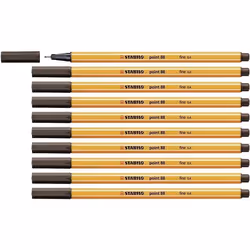 Stylo-plume Fineliner - Stabilo - Point 88 - Couleur Dark Land - Paquet de 10 - Pointe Fine