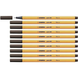 Stylo-plume Fineliner - Stabilo - Point 88 - Couleur Dark Land - Paquet de 10 - Pointe Fine