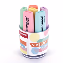 Surligneur - STABILO BOSS - Pastel - 6 couleurs - Rechargeable - Anti-dessèchement