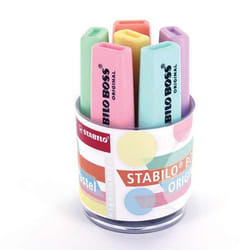 Surligneur - STABILO BOSS - Pastel - 6 couleurs - Rechargeable - Anti-dessèchement