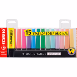 STABILO BOSS ORIGINAL, 15 pièce(s), Multicolore, Pointe biseautée, Multicolore, Rectangle, 2 mm