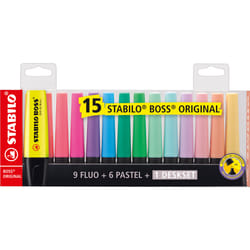 STABILO BOSS ORIGINAL marqueur 15 pièce(s) Pointe biseautée Multicolore