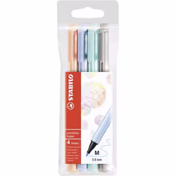 STABILO PointMax Pastel, Moyen, 4 couleurs, Multicolore, 0,8 mm, Multicolore, Encre à base d'eau