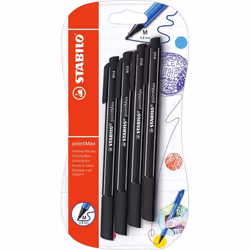 Stylos-feutres - STABILO - pointMax - Noir - Pointe moyenne - Ultra résistants